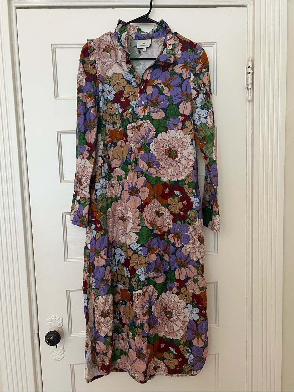 Tuckernuck Retro Floral Maxi Dress Linen and Cotton Blend— Women’s Large
